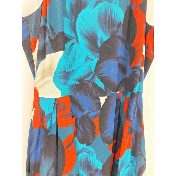 ANTONIO MELANI SILK FLORAL PRINT ROUGE & PERSIAN BLUE Size 8 - Picture 4 of 9